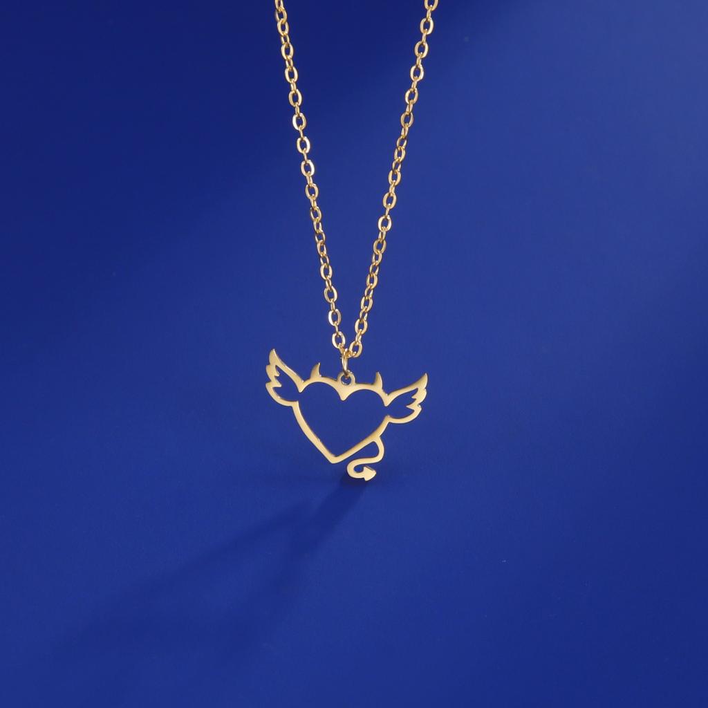 Devil Love Pendant Stainless Steel Necklace Men And Women Fashion Sweet Romantic Valentine's Day Gift Jewelry Gift