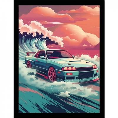 Gerahmtes Poster „Wave Cars Hakosuka“.