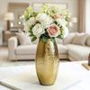 Metal Hammered Vase for Home Decor, Golden