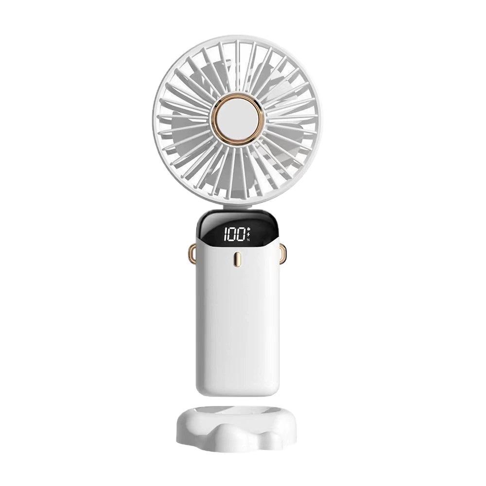 2026 USB Rechargeable Mini Handheld Fan: Portable, Foldable, 5-Speed, Desktop & Neck Hanging