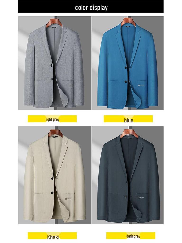 2025 Spring/Summer Men's Breathable Stretch Casual Plus-Size Single-Breasted Jacket