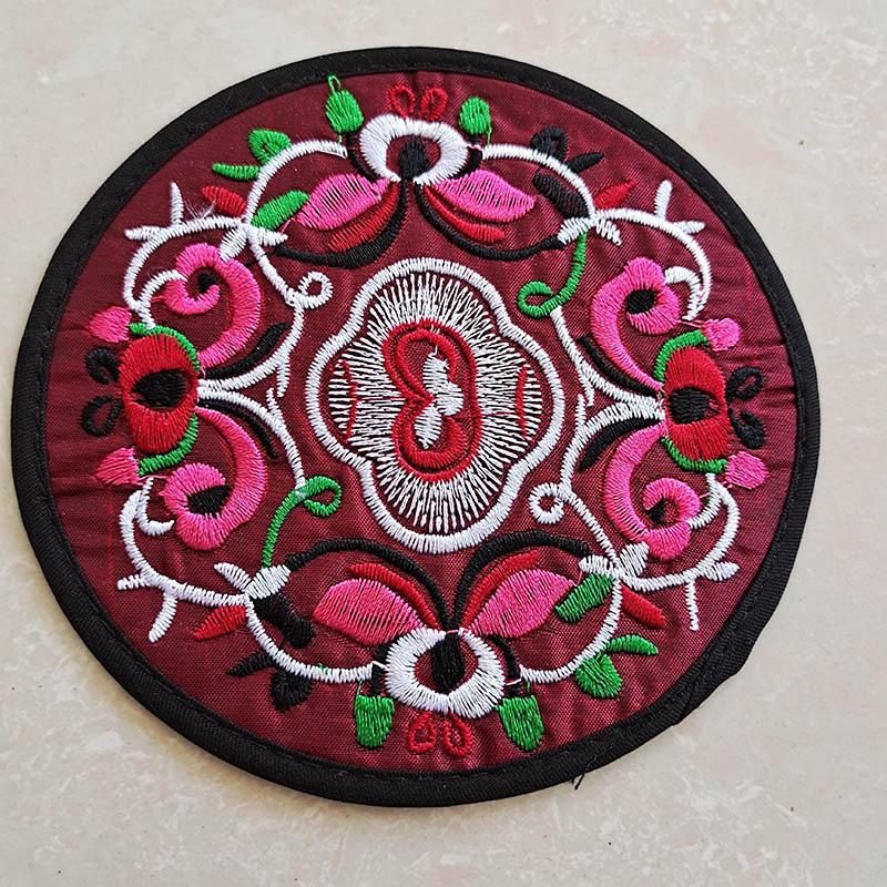Vintage Embroidery Round Coasters Ethnic Floral Teacup Insulation Pads Placemats Anti-Skid Dining Table Mat