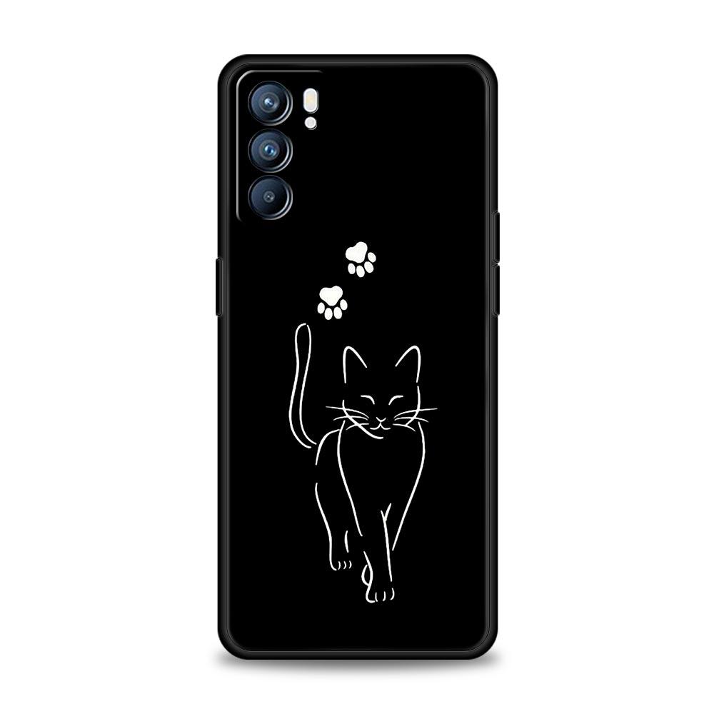 

Чехол для телефона Cat Line Black Cats для Oppo Reno13 Reno12 Reno11 F Reno10 Pro A54 5G Find X5 A53 A52 A9 A57 A78 4G A79 A80 A98 Oppo A53