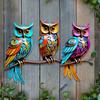 Colorful Acrylic Outdoor Hanging Wall Art 2D Owl/Bee/Flowers Wall Sculpture for Outside Garden Fence Patio Yard Decor