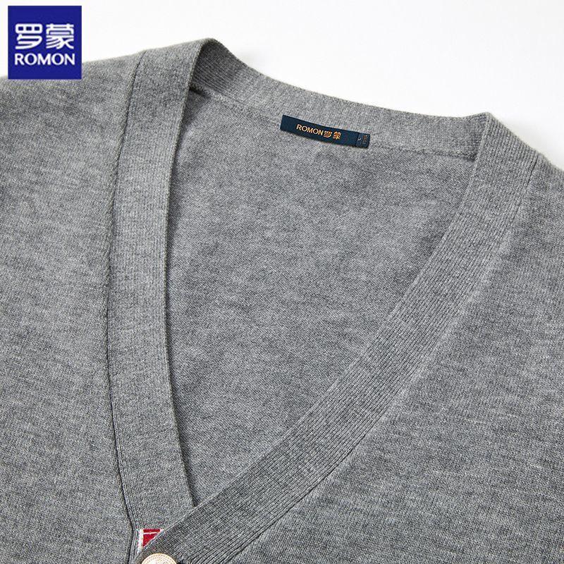 Luomeng Men's V-Neck Color-Block Knit Cardigan