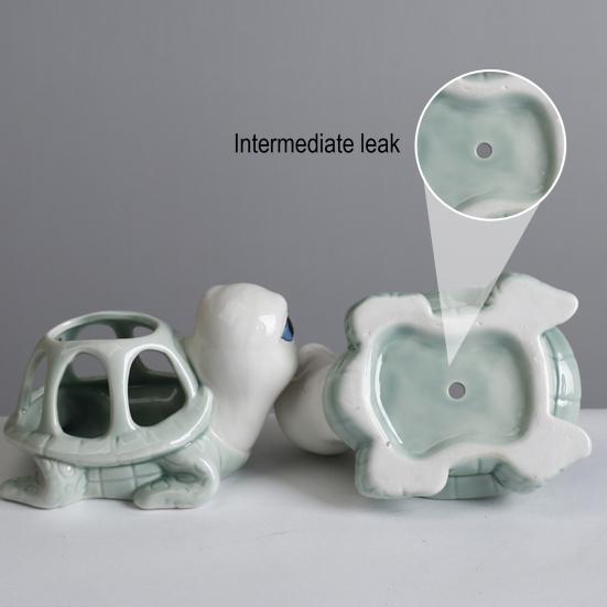 Turtle Succulents Planter Ceramic Turtle Shaped Flower Pot Hollow Turtle Plant Pot with Drainage Hole for Herbs Succulents Cactus