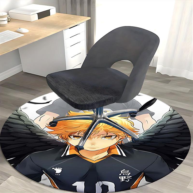 1pc Haikyuu Kageyama Tetsurou Round Carpet - Anime Design Chair Mat, Non-Slip Rug for Office, Home Decor, Living Room