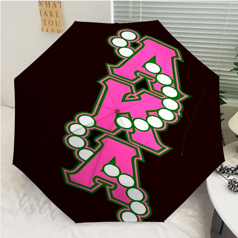 AKA logo9 Print Automatic Umbrella, 8 Rib Iron Frame, Plastic Handle, Suitable for Outdoor Travel &Daily , Ideal Gift