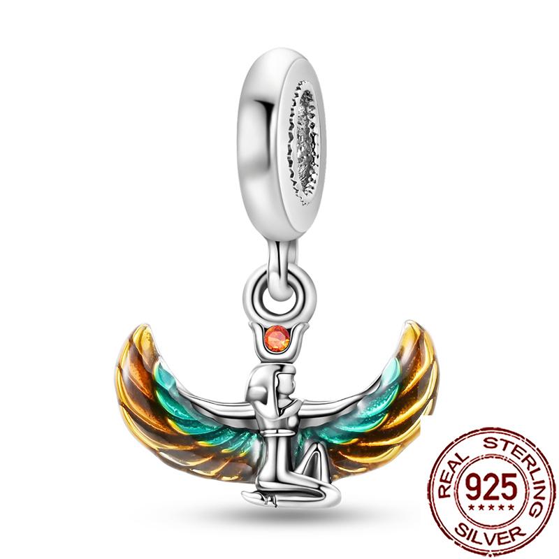 Charms Copper Angel Crucifix Cross Dangle Religious Beads Fit Snake Chain Bracelet Necklace Women Diy Jewelry