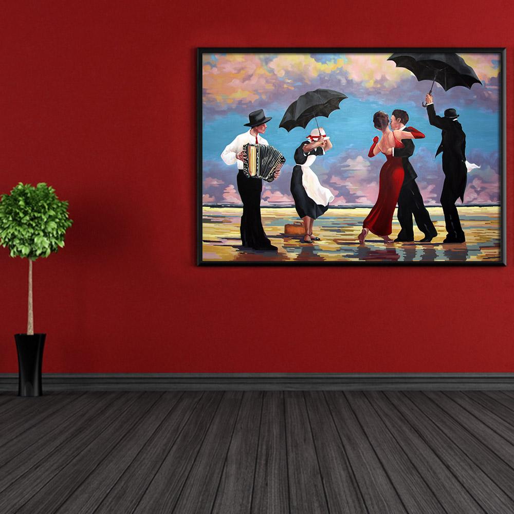 Zpívající komorník s akordeonistou Abstraktní malba Tisk Plátno Plakát Barevný obrázek Pokoj Domácí nástěnné umění Dekorace Cuadros