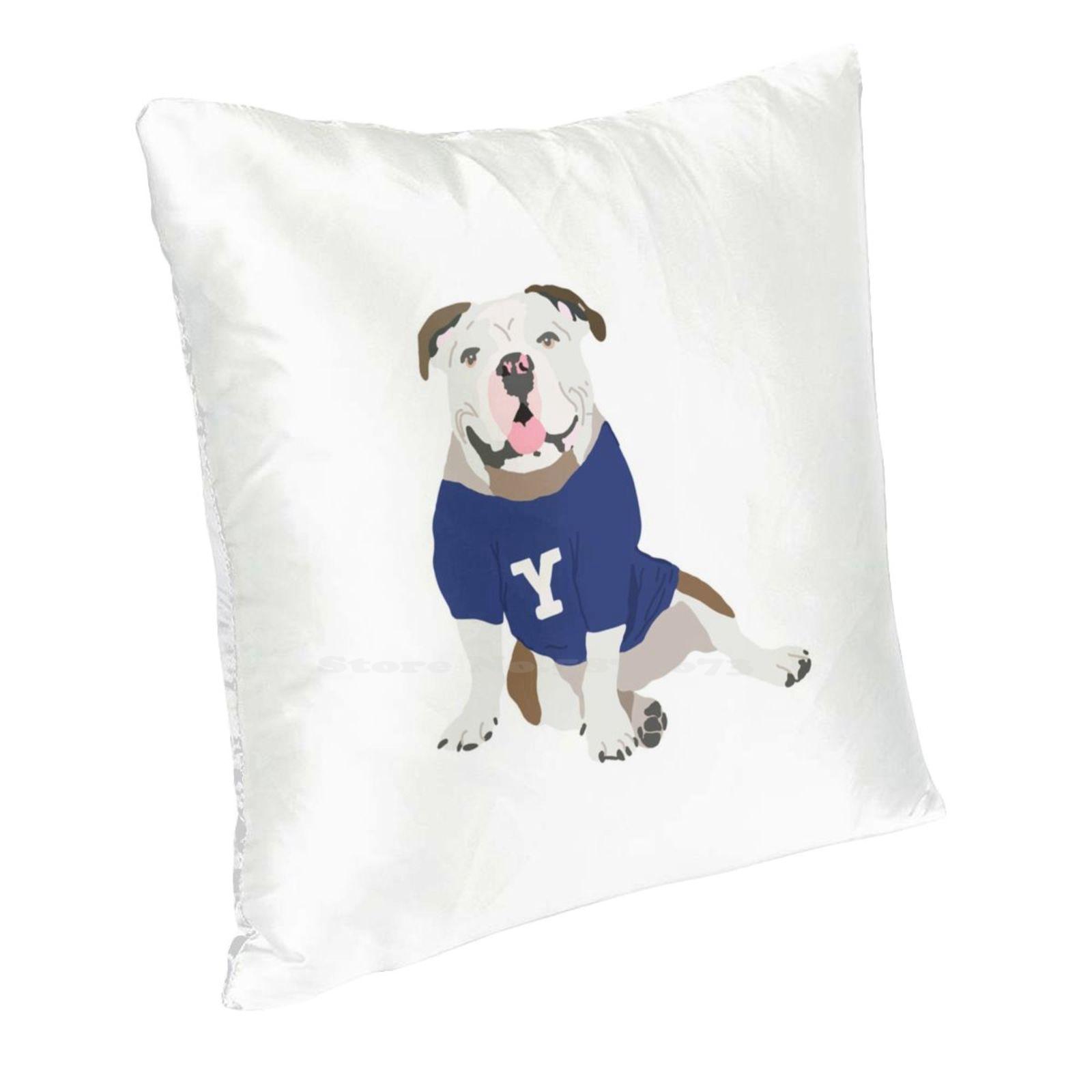 Yale Bulldog : Handsome Dan Home Sofa Car Cushion Cover Pillowcase Bulldog Yale University College Mascot Handsome Dan Ivy Peach skin 18*18(CM)-1Pcs