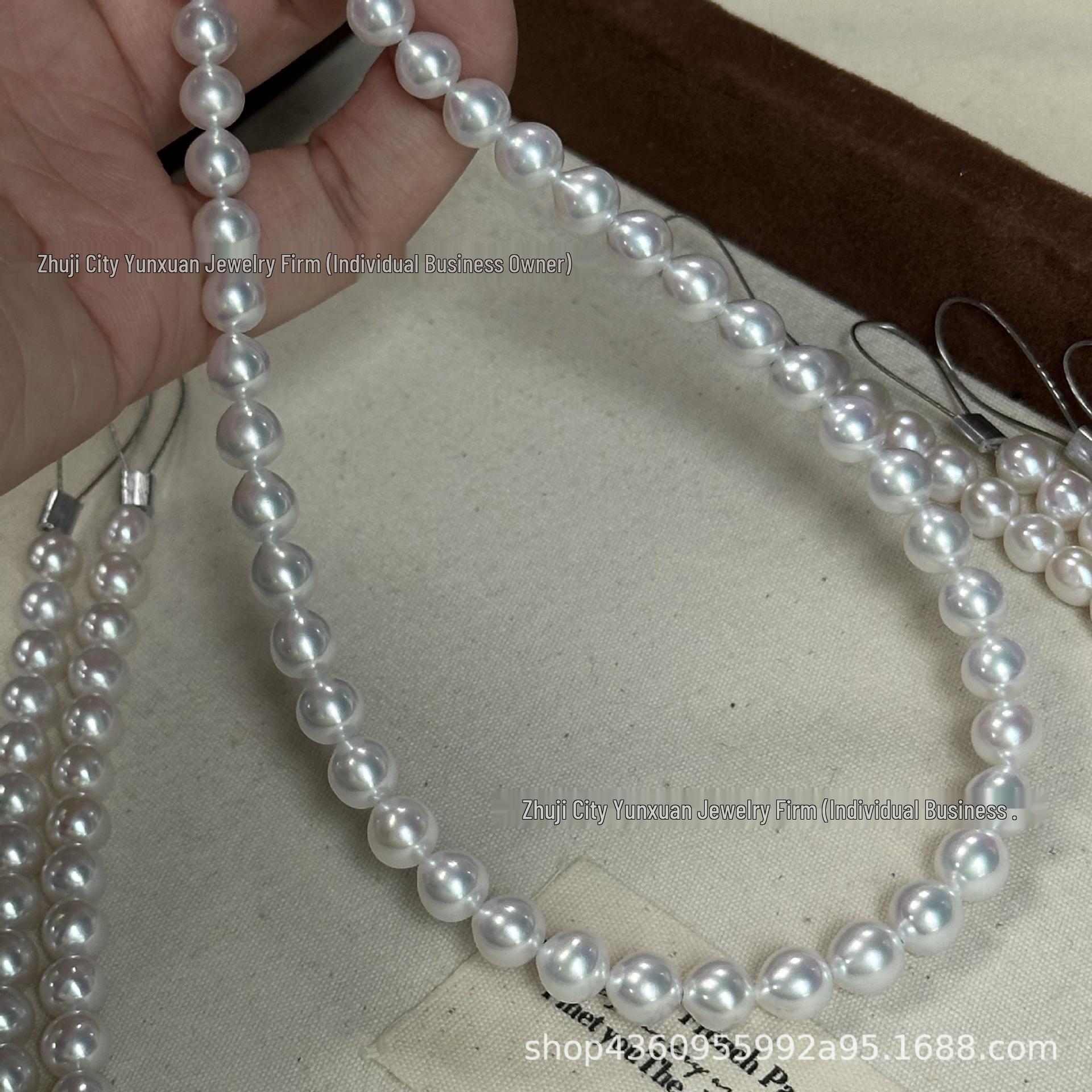 7mm Elegant Freshwater Pearl Necklace Clavicle Chain - Silver Gift Box Edition Semi-finished, no clasp