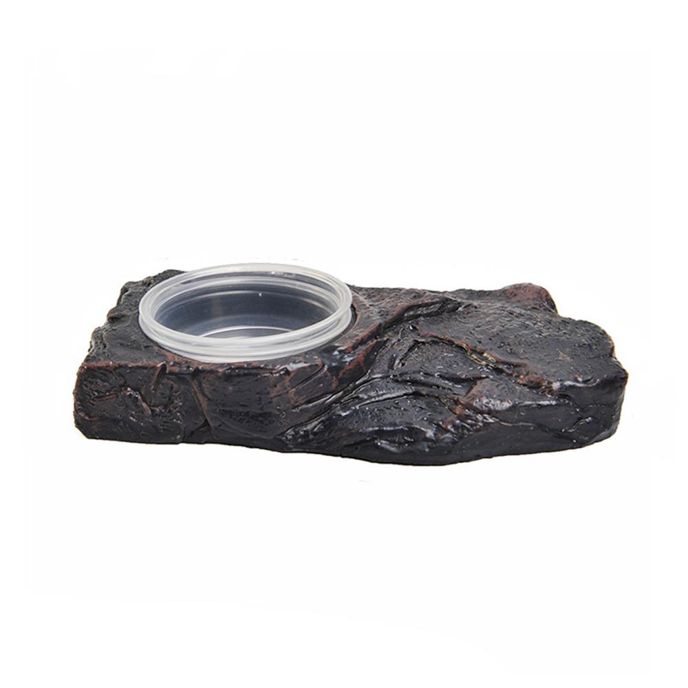 

Anti-knock Resin Rock Feeder Dish Imitation Stone Amphibians Water Bowl Habitat Decor Style C