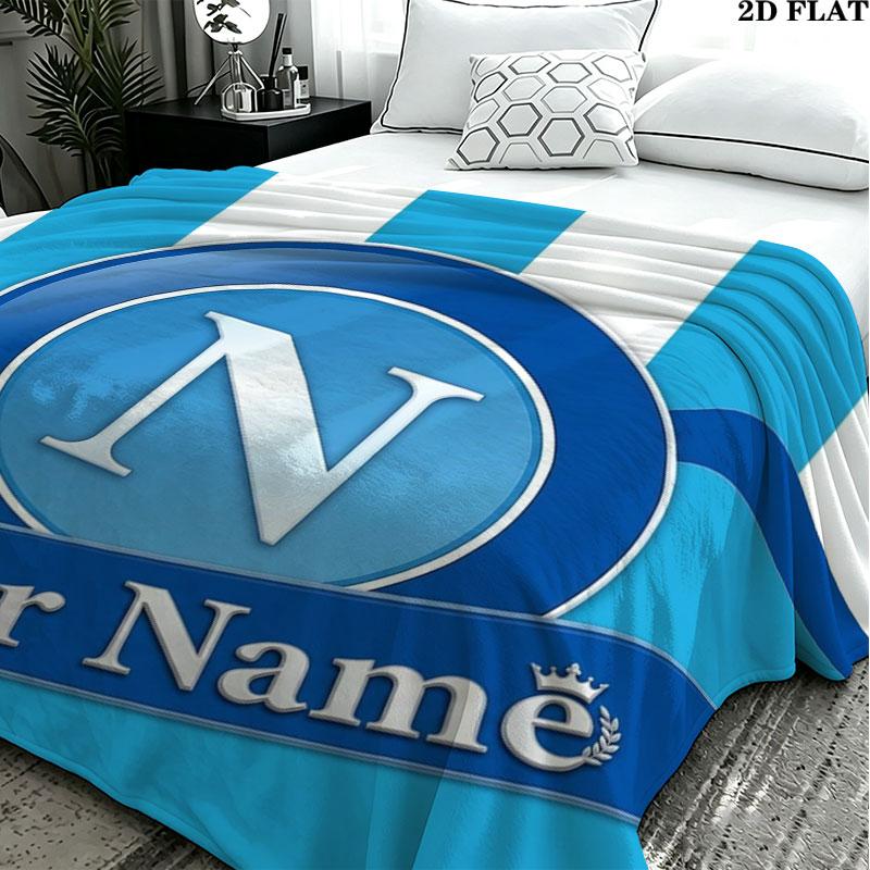 1PC SSC Napoli Custom Name Patterned Flannel Blanket Suitable For All Seasons for Home Decor Warmth and Comfort Gifts Holiday Present