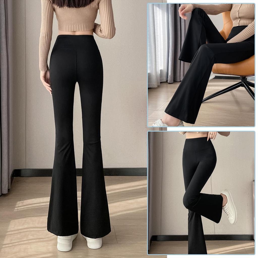 BEAUTY PLAYER Wide Leg Yoga Flare Leggings for Casual Sports and Fitness Waist Women's Pants, High-Waisted (JP, & Inseam, S, 73, Black)