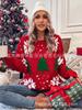 Christmas sweater for girls to wear loosely, pullover lazy style retro Hong Kong flavor, top red Christmas tree knitted sweater