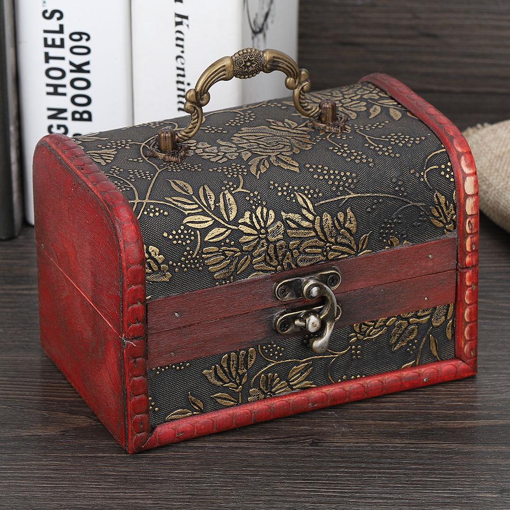 Vintage Τετράγωνο Κουτί Αποθήκευσης Κοσμημάτων Χειροποίητη Ξύλινη Διακοσμητική Βιτρίνα