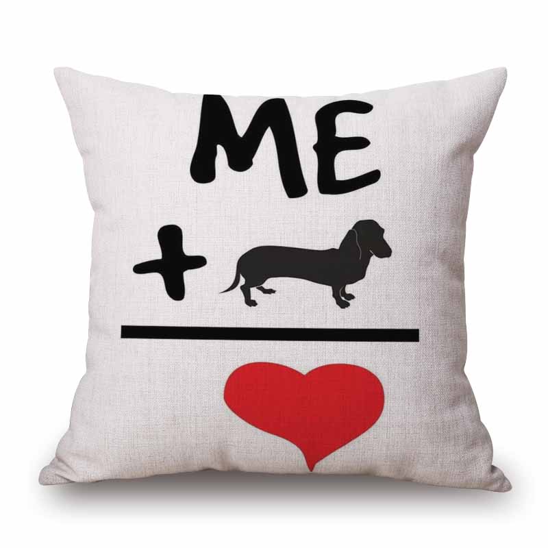 Fundas de Cojín para Perro Dachshund Pintura de Perro Salchicha Algodón Lino Fundas de Almohada Decorativas Dormitorio Sofá Decoración del Hogar 45X45cm