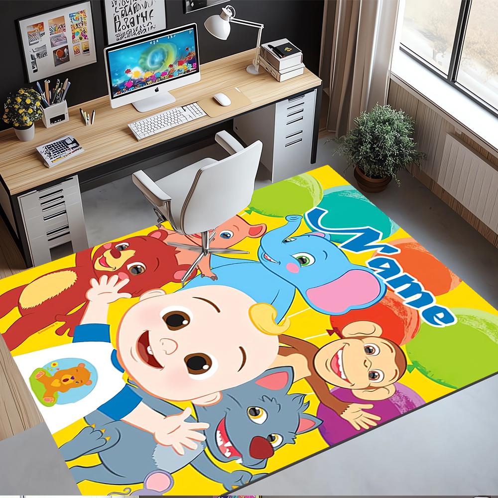 Custom Name CoComelon Printed Carpet,Rug for Office Chair Living Room Bedroom Kitchen Room Decor Gifts.
