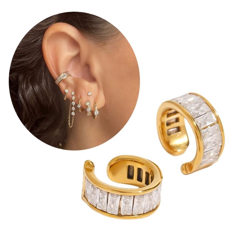 Ear Cuffs Estilosos Com Strass Versátil Ear Cuff de Strass Brilhantes Presilhas de Orelha Charme Adequado Para Todos os Estilos