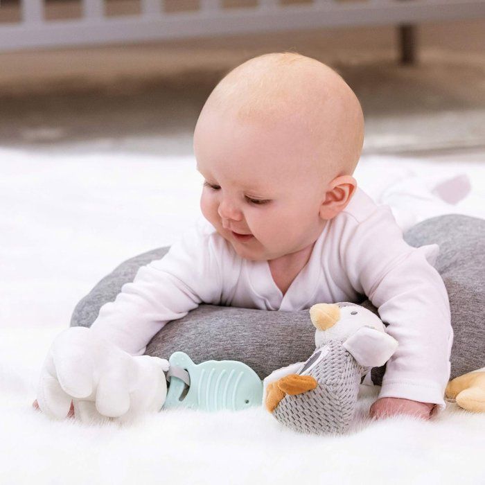 Coussin intéractif moelleux - NUBY - Tummy Time - Gris / Blanc