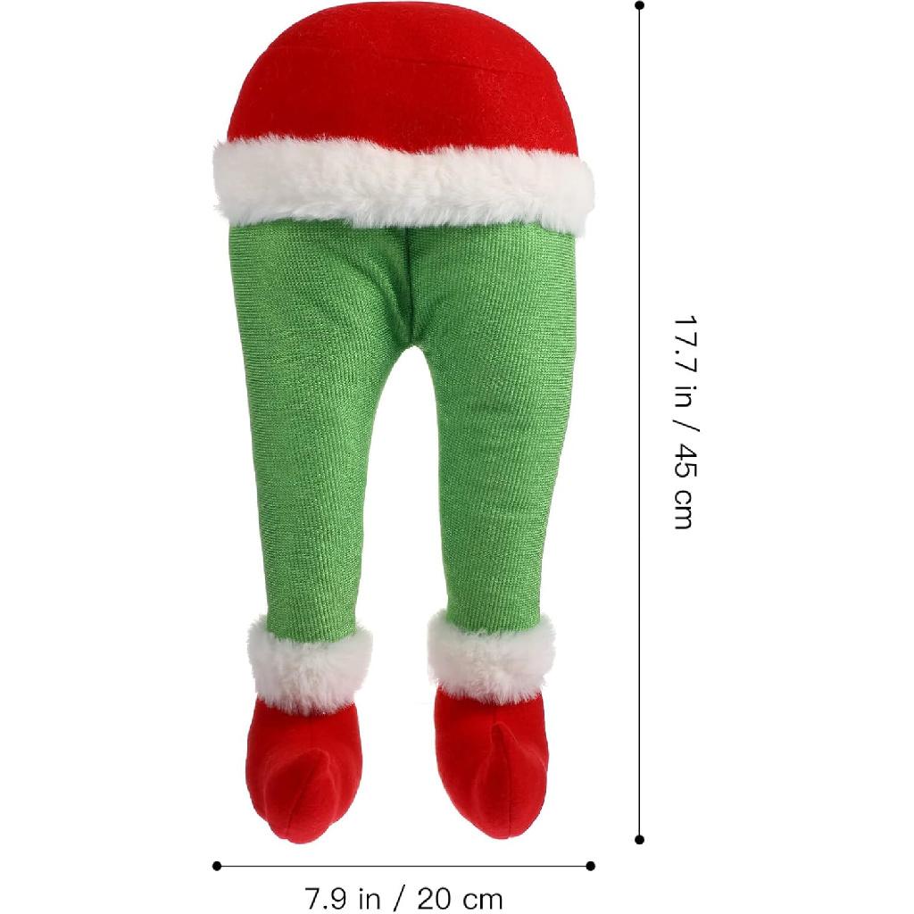 Elf Legs for Christmas Decorations Stuffed Elf Legs Ornament Green Elf Legs Pick Christmas Tree Mantel Wreaths Car Party Decoration