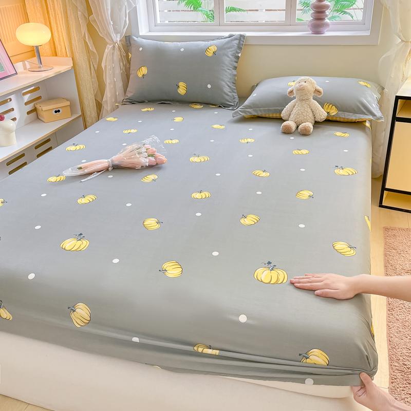 Cotton Grid Printed Fitted Sheet Dust Protector Cover Universal Mattress Cover Bed Sheets Queen With Elastic Bed Linens