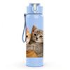 1PC Two Kittens Hugging Each Other 750ml Color Plastic Sports Water Bottle Leakproof Flip Straw Lid Suitable for Sports Office Home Use