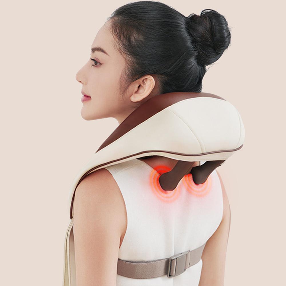 Shiatsu Neck and Shoulder Massager Heated Back Massager U Shape Deep Kneading Electric Massage Pillow Shawls For Neck Waist Leg