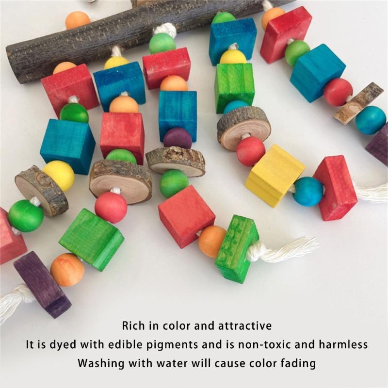 MultiPurpose Bird Chewing Climbing Block Puzzle Toy Natural Wood Perch Random Color Accessories For Parrots Beak Care