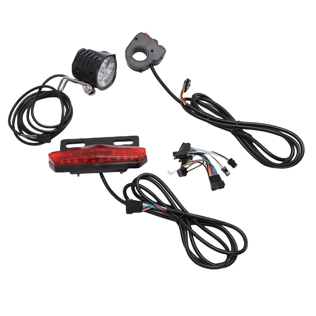 Electric Bike Light Set 5Pin Key Switch Headlight Horn Taillight with Turn Signal Front Rear Warning Lights and