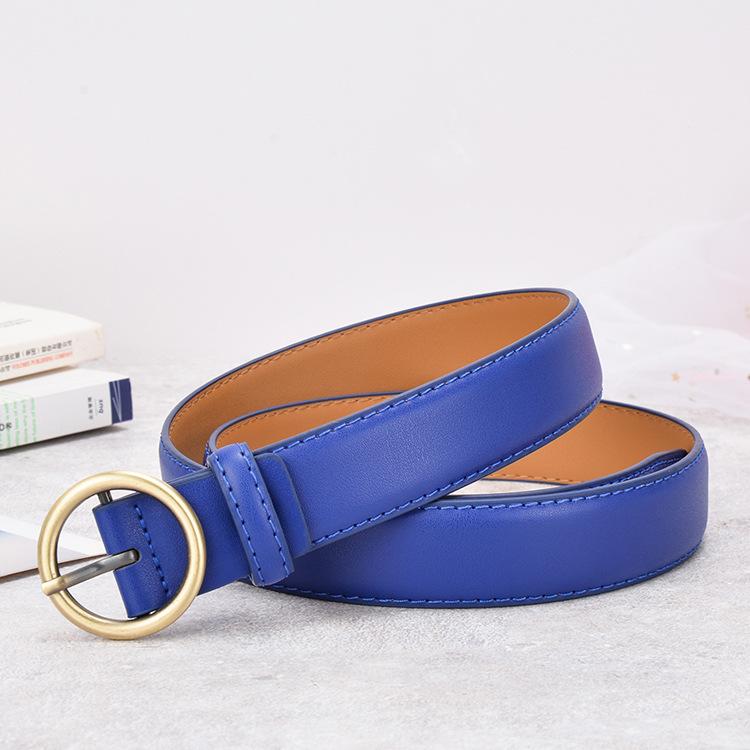 Women'S Jeans Belt Women'S Leather Casual Cowhide Belt Thin And Simple