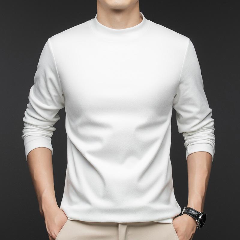 Autumn and Winter Micro-elastic German Velvet Semi-turtleneck Youth Round Neck Light Luxury Casual Non-ironing Long-sleeved Bottoming Shirt