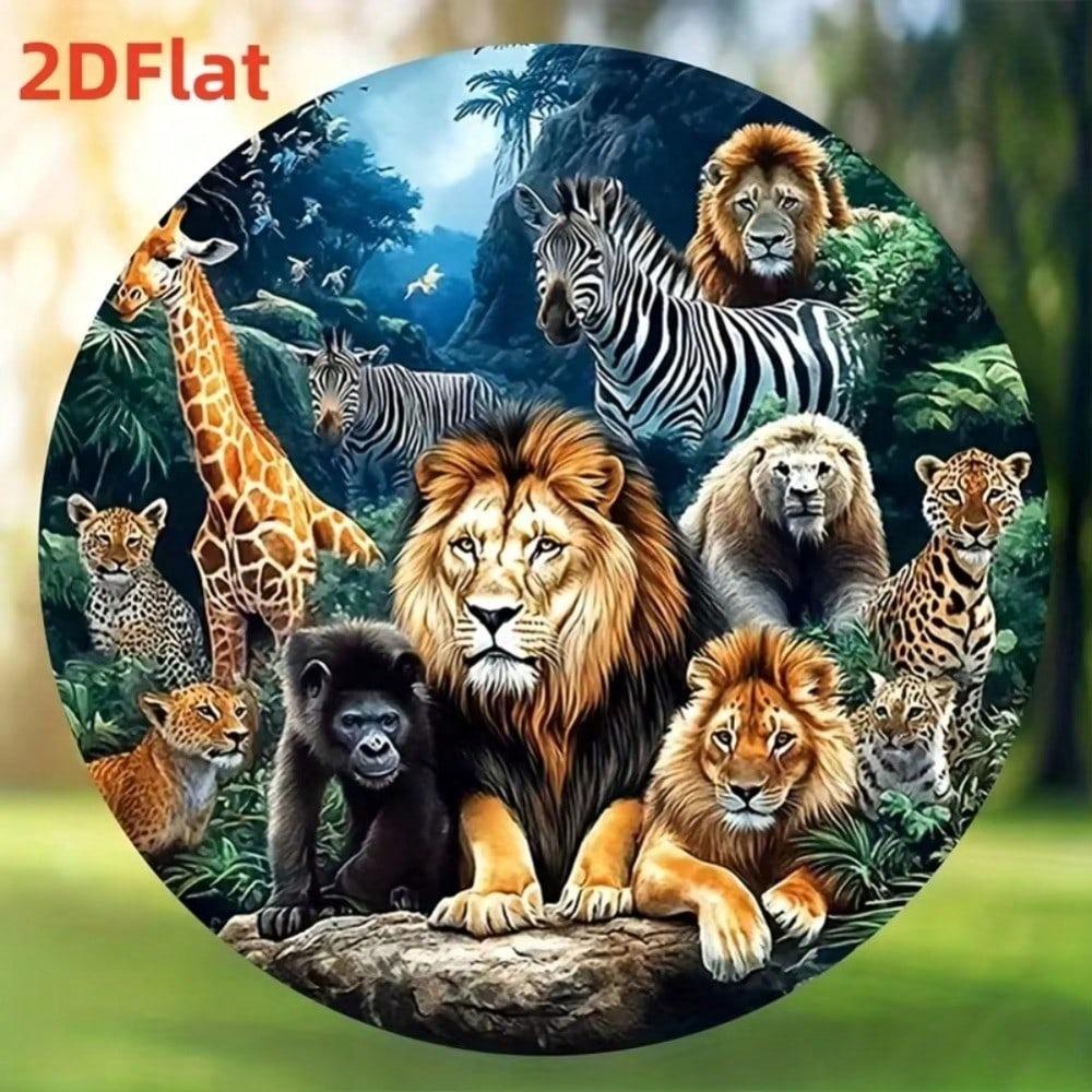 Iron Wall Art Green Jungle Wildlife Metal Painting Lion Giraffe Zebra Leopard Cheetah Monkey Home Bar Cafe Wall Decor