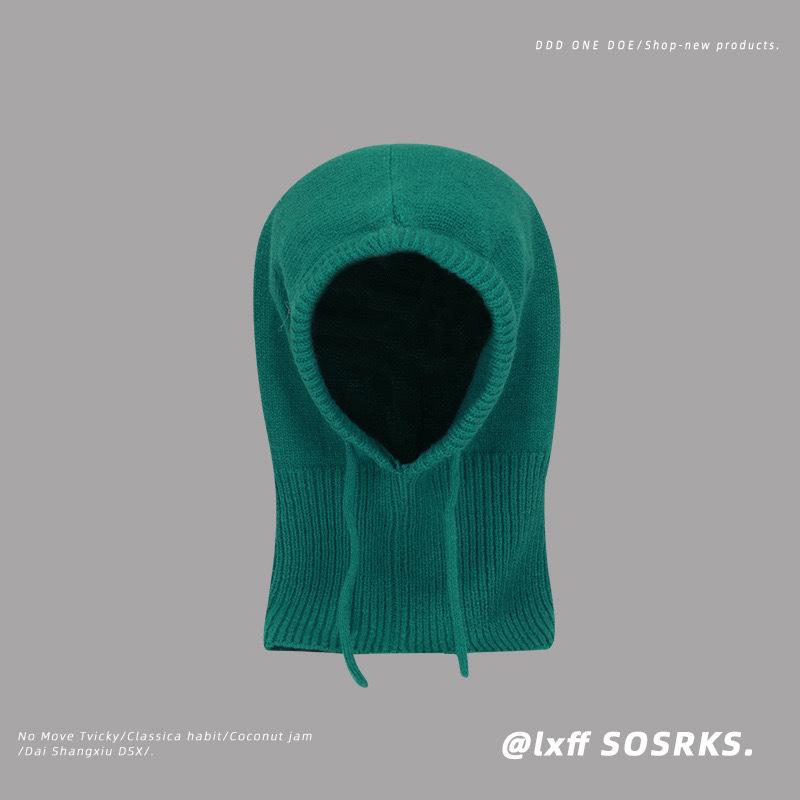 

Korean Balaclafa Hat for Women In Winter Warm Hat Scarf Integrated Ear Protection Couple Wool Knit Hat 56-60cm