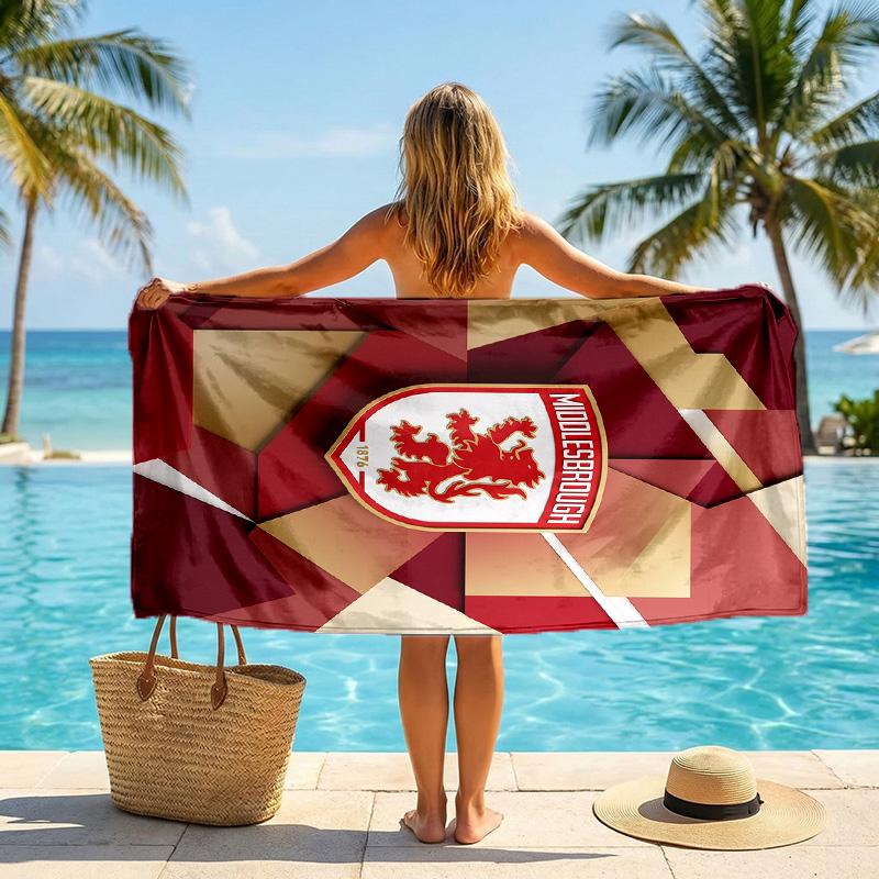 Stampa Middlesbrough FC Asciugamano da Spiaggia Quick Dry Microfibra Assorbente Portatile da Viaggio Asciugamano per Nuoto
