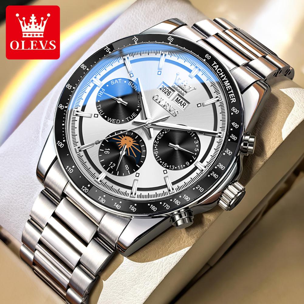 OLEVS 6756 Original Automatic Mechanical Watches Top Luxury Brand Stainless Steel Moon Phase Calendar Luxury Business Man Watch