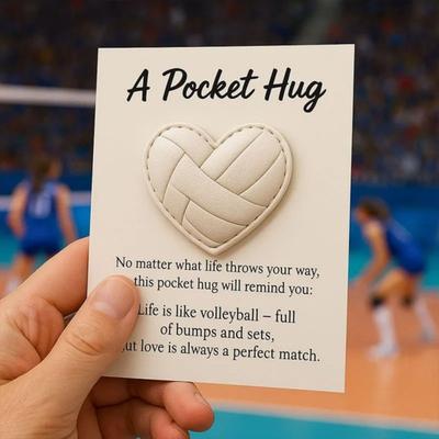 Volleyball Pocket Hug Heart-Shaped Volleyball Ornament with Inspirational Card Emotional Support Mini Pocket Hug