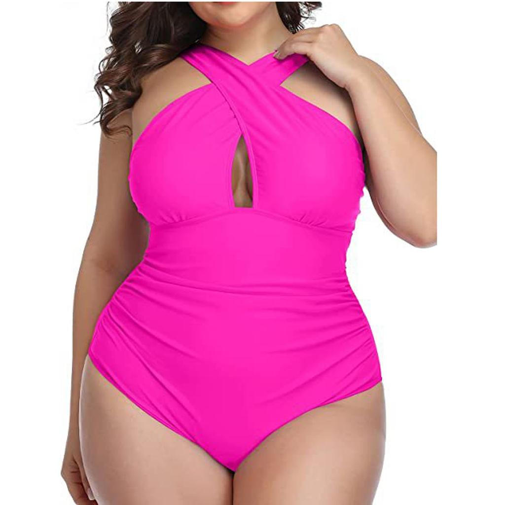 Women's Fashion Color Sexy Hollow Open Back Bikini Swimsuit Split Swimsuit