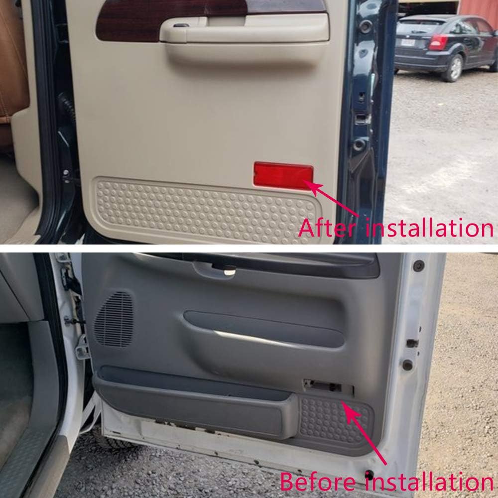 2 PCS Red Premium Interior Front Rear Door Entry Light Reflector Panels Compatible With Ford Super Duty F250 F350 F450 F550 1999-2007 / Excursion