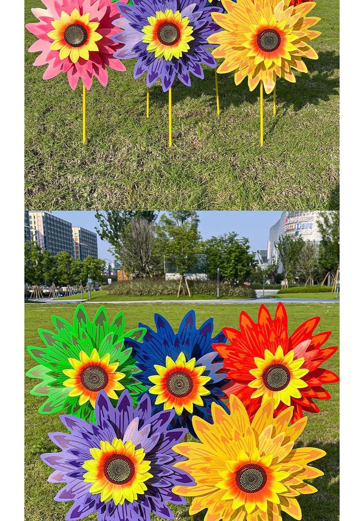 Children's Double-Layer Rotating Sunflower Pinwheel Outdoor Decoration