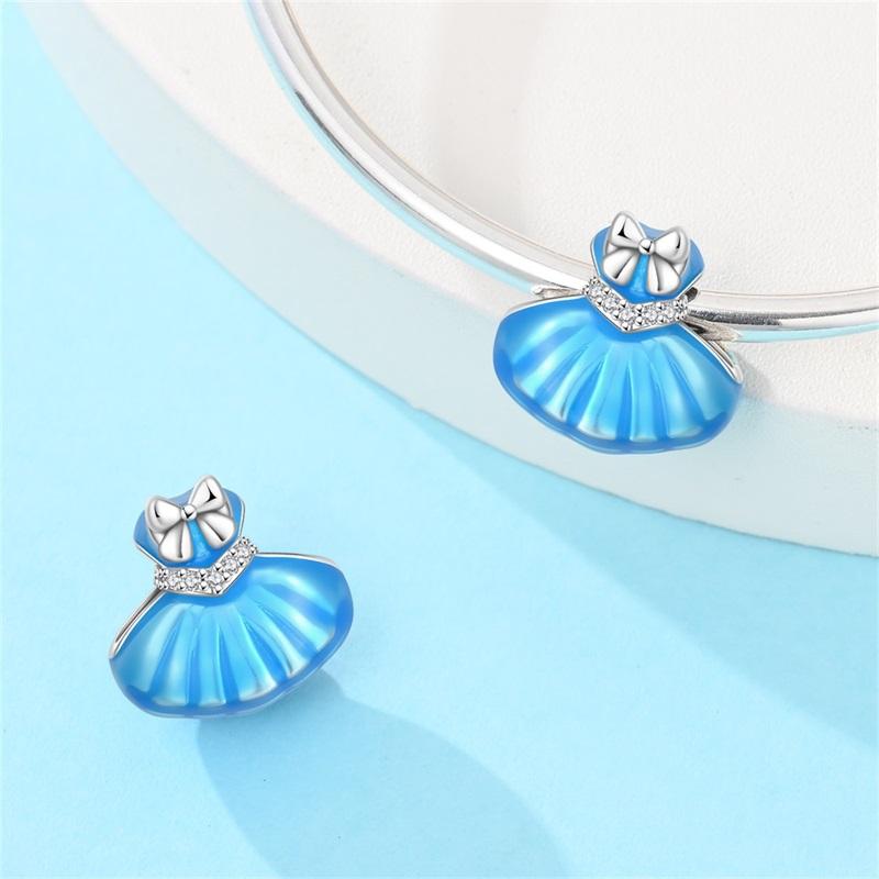 Copper Charms Blue Princess Dress Perfume Bottle Pink Bag Beads Pendant Fit Original Bracelet Diy Jewelry For Women