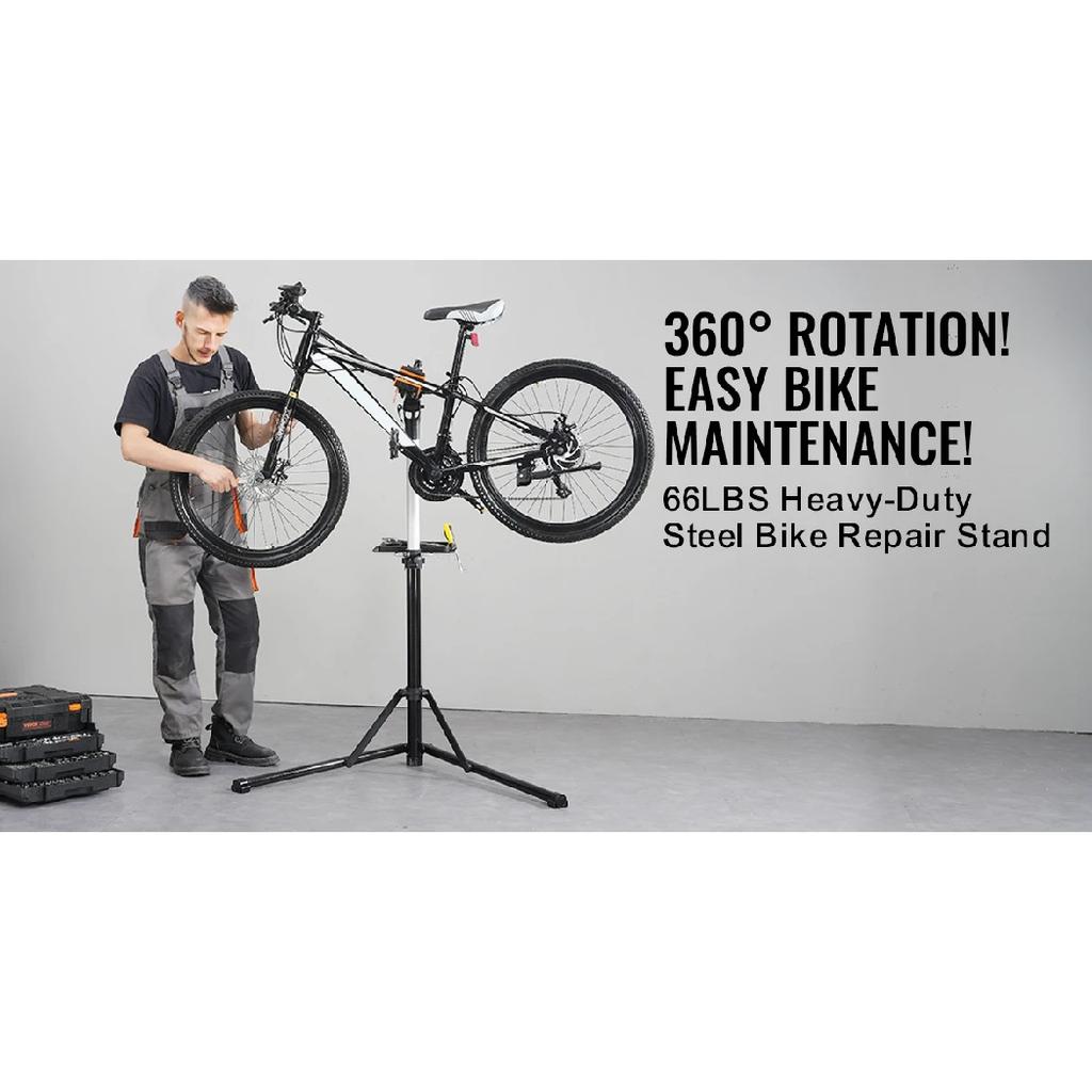 SucceBuy Bike Repair Stand Heavy-duty Aluminum Adjustable Height Magnetic Tool Tray Telescopic Arm Foldable for Home Shops