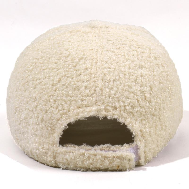 Women'S Lamb Fur Hats Warm Plush Baseball Cap Korean Version