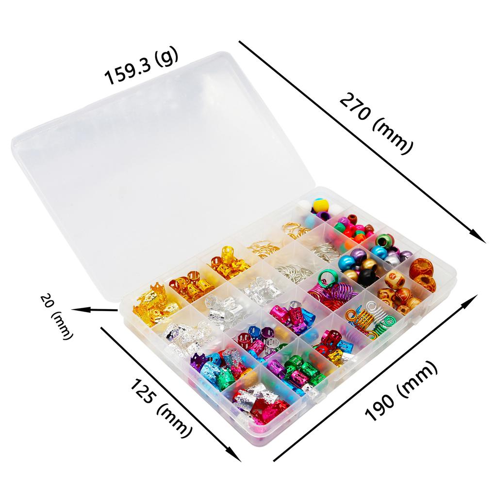 238Pcs Decorative Dreadlock Braid Cuffs Beads Rings Hair Accessories