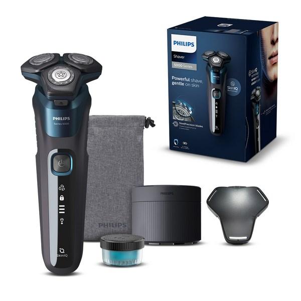 

Электробритва Philips SkinIQ 5000 + набор беспроводных очищающих насадок, S5579/60, синий электрик