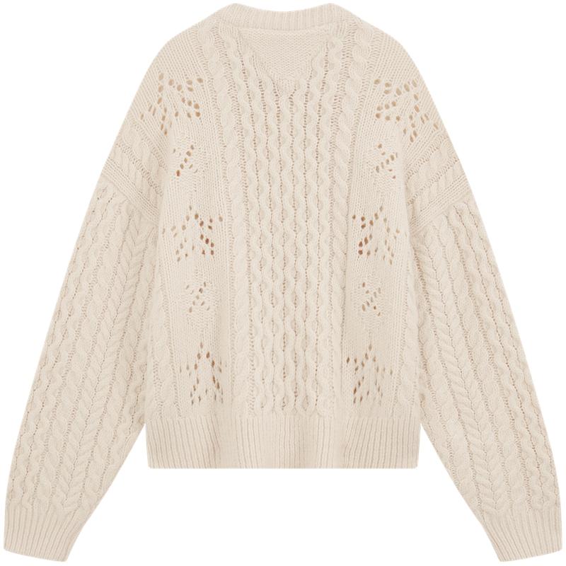 Tommy Hilfiger Cardigan Tommy Girl Serie Trendy Lână Larg Tricotat cu Coarne Gât Rotund Femei cardigane DW22511