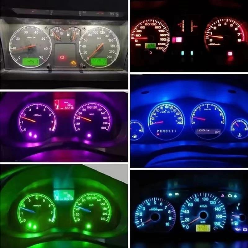 10pcs Super Bright LED Bulbs T5 W3W W1.2W 70 73 74 Auto Dashboard Gauge Lamps Car Warning Indicator Instrument Cluster Light Bulbs 7