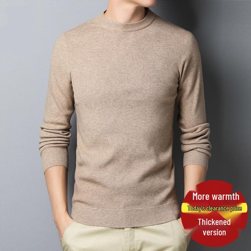 Men's Autumn Winter Round Neck Semi-High Neck Sweater - Middle-Aged & Young Knitted Base Layer Shirt