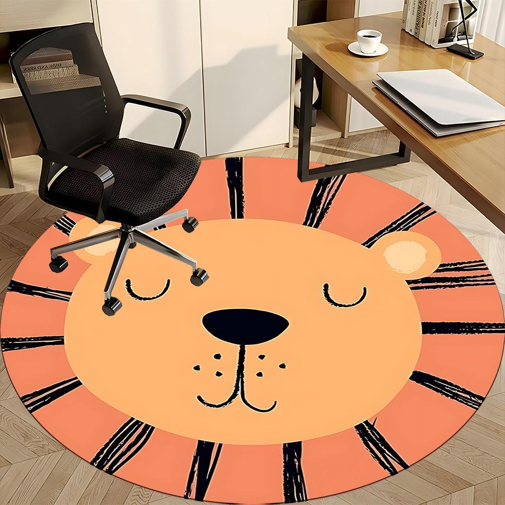 1pc Lion Face Office Round Rug, Non-slip, Soft and Durable Office Rug for Interior Decoration, Perfect for Office, Beautiful Decoration yy260312032